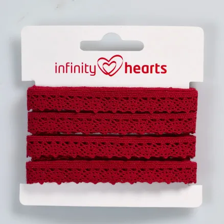 Infinity Hearts Blondebånd Polyester 11mm 10 Vinrød - 5m